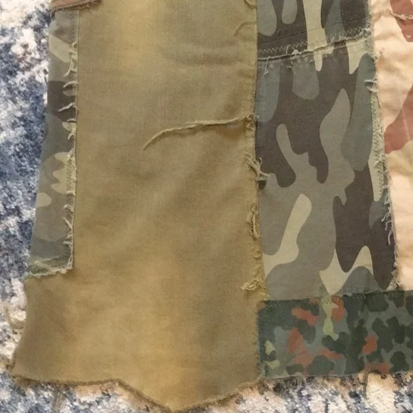 Upcycled patched BDG free people mountaineer camouflage military army camo skirt - Picture 13 of 16
